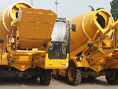 Self-loading mobile concrete mixer ready for delivery