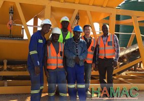 YHZS35 mobile concrete batching plant installed in Africa 